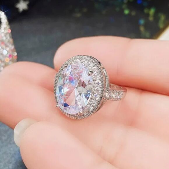 STERLING SILVER BRIDAL ENGAGEMENT SET RING - Picture 3 of 4